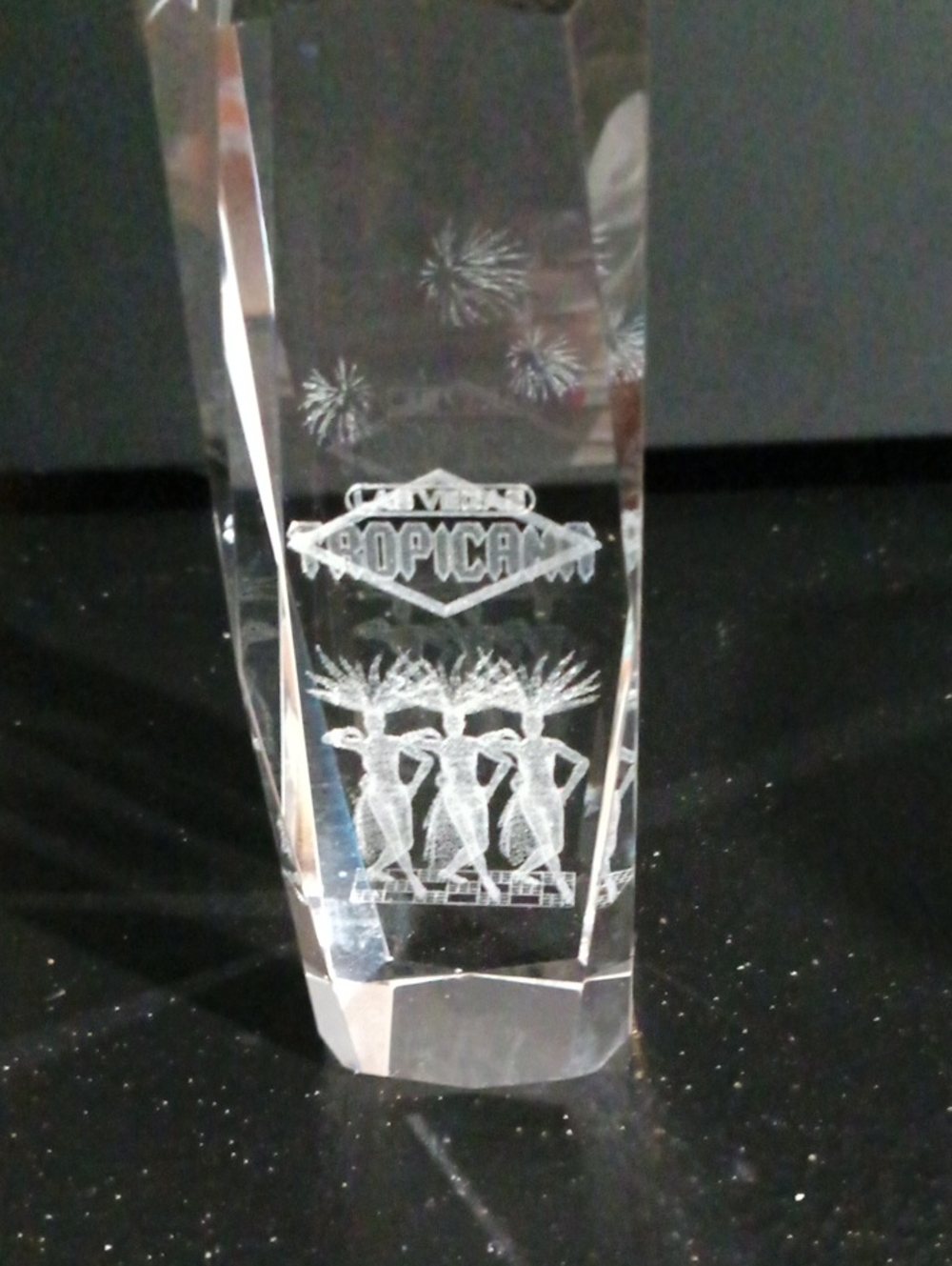 Crystal Etched Tropicana Souvenir Vase - Clear